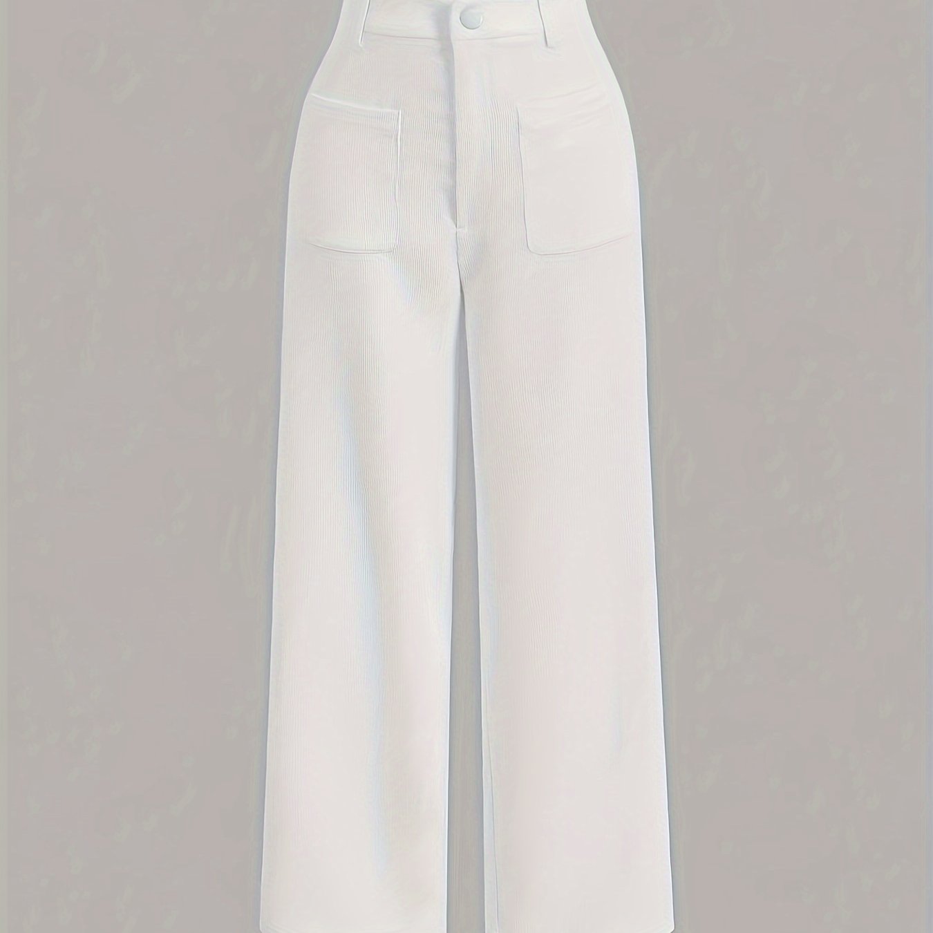 vlovelaw  Solid Corduroy Straight Leg Pants, Vintage Patched Pocket Loose Pants, Women's Clothing