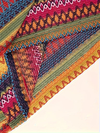 vlovelaw  Vacation Tribal Knit Slim Skirt Set, Crop Keyhole Halter Neck Top & High Waist Bodycon Slim Skirt Outfits, Women's Clothing