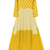 vlovelaw  Polka-dot Stitching Dress, Crew Neck Long Sleeve Dress, Casual Every Day Dress, Women's Clothing