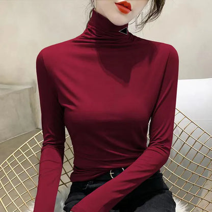 Woman Blouses Shirts Designer Hoodie Womens Top Yoga Shirt High Necks Long Sleeves Female Slim Style With Budge Neck Tees Tops S-3XL