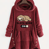 vlovelaw Hoodie For Women Ear Hat Mid-Length Mid-Sleeve Cute Graphic Hooded Top Oversized Sweatshirt
