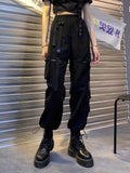 vlovelaw  Cutout Pocket Belted Cargo Pants, Casual Pants For Fall & Spring, Women's Clothing