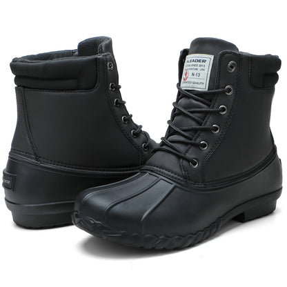 Mens Solid Winter Snow Boots - Insulated Fleece Lining, Non-Slip Soles, Ankle Support - Luxuriously Comfy Plush Hiking & Trekking Shoes for Outdoor Expeditions