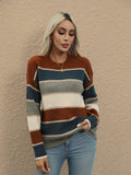vlovelaw  Color Block Crew Neck Pullover Sweater, Casual Long Sleeve Drop Shoulder Sweater, Women's Clothing