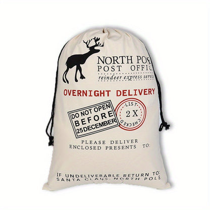 1/2/3pcs Large Personalized Santa Sack, Christmas Gift Bags, Big Santa Cotton Bags, Bulk Christmas Sacks For Presents With Drawstring Size, 19.3 X 27.2 Inch