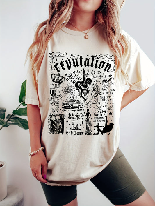 vlovelaw  Snake Print T-shirt, Casual Short Sleeve Crew Neck Top For Spring & Summer, Women's Clothing