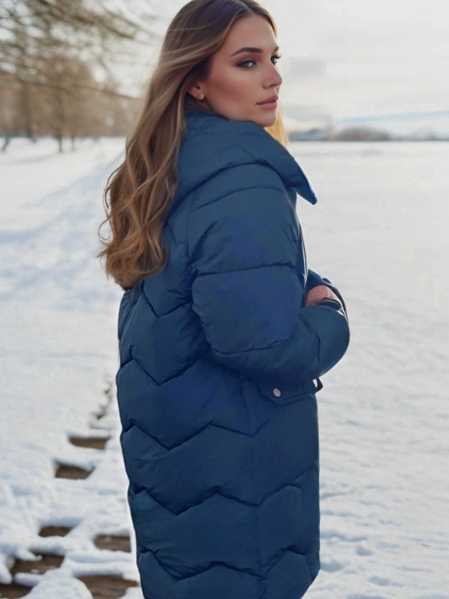 vlovelaw  Zip Up Color Block Hooded Coat, Casual Long Sleeve Winter Warm Outerwear, Women's Clothing