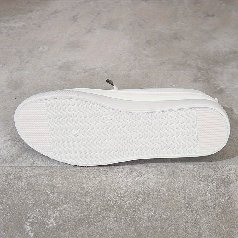 vlovelaw  Women's Slip On Sneakers, Casual Low Top Flat Skate Shoes, All-Match Whiter Trainers