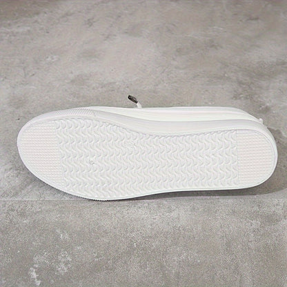 vlovelaw  Women's Slip On Sneakers, Casual Low Top Flat Skate Shoes, All-Match Whiter Trainers