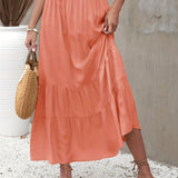 vlovelaw  Ruffle Hem Elastic Waist Skirt, Casual Skirt For Spring & Summer, Women's Clothing