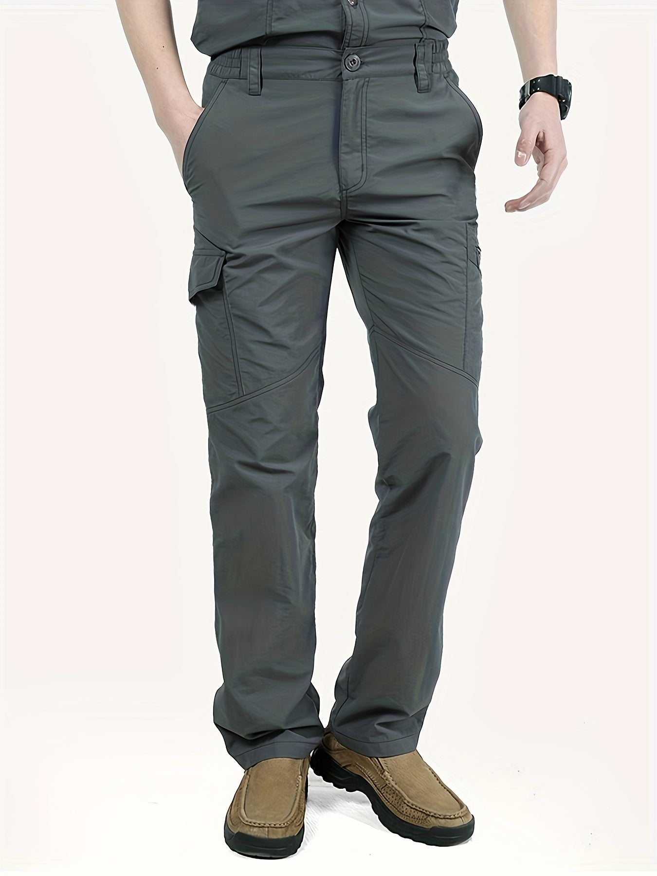 Men's Solid Color Summer Outdoor Thin Breathable Casual Trousers With Multi-pocket Design