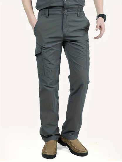 Men's Solid Color Summer Outdoor Thin Breathable Casual Trousers With Multi-pocket Design