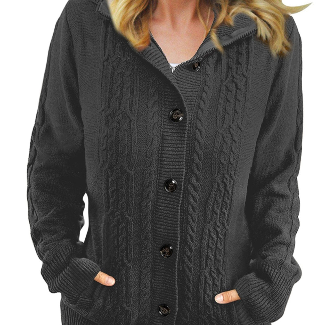 vlovelaw  Women's Sweater Long Sleeve Button-up Hooded Cardigans