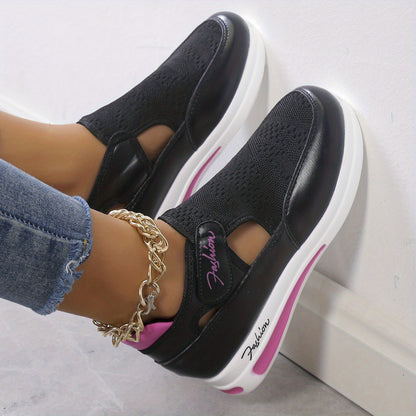 vlovelaw  Women's Breathable Knit Wedge Sneakers, Casual Cut Out Design Shoes, Women's Non Slip Platform Shoes
