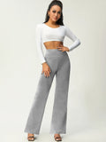 vlovelaw  Women's Solid Flare Leg Pants, High Waist Stretchy Pants, Casual Every Day Pants, Women's Clothing