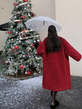 Winter Lapel Teddy Overcoat, Long Length Solid Casual Coat, Women's Clothing