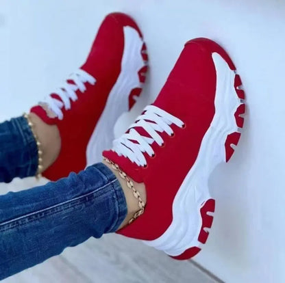 Casual Shoes Red Sneakers Women Woman Tennis Canvas Shoe Female Ladies Sport Platform Sneaker Hollow Out