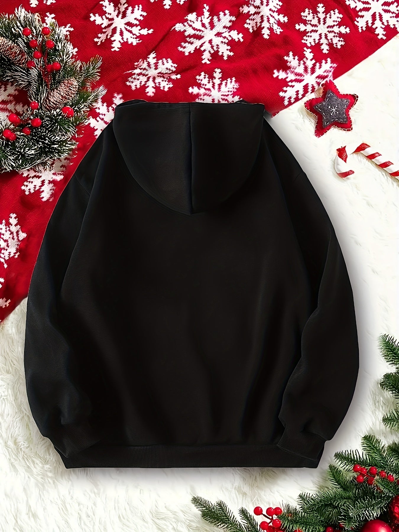 Christmas Snowman Print Hoodie, Drawstring Casual Hooded Sweatshirt For Fall & Spring, Women's Clothing