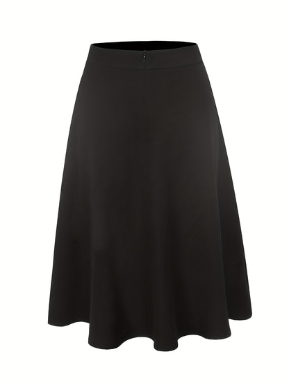 Button Front Pocket Skirt, Casual Solid Every Day Skirt, Women's Clothing