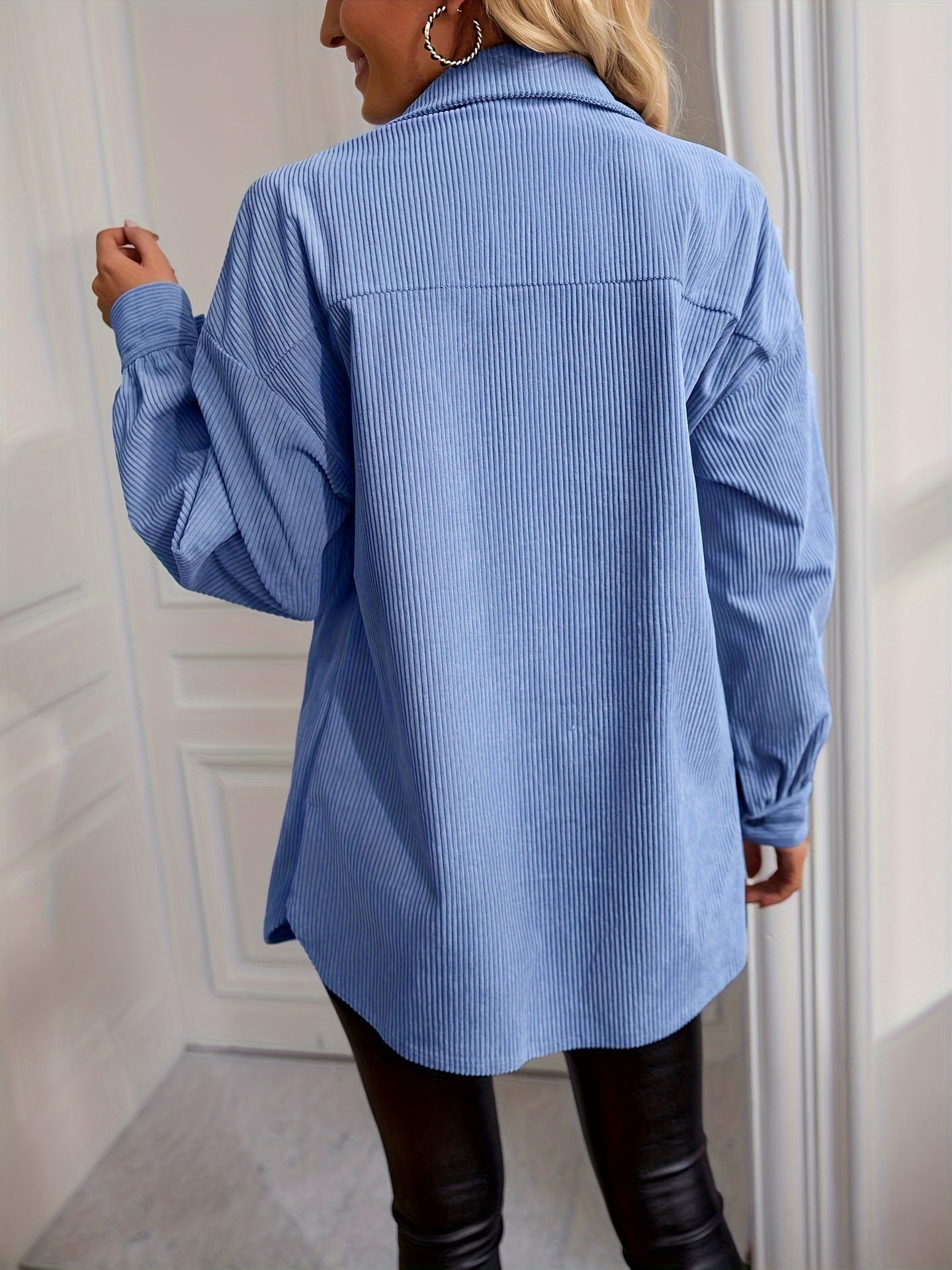 Button Front Solid Jacket, Casual Long Sleeve Versatile Outerwear, Women's Clothing