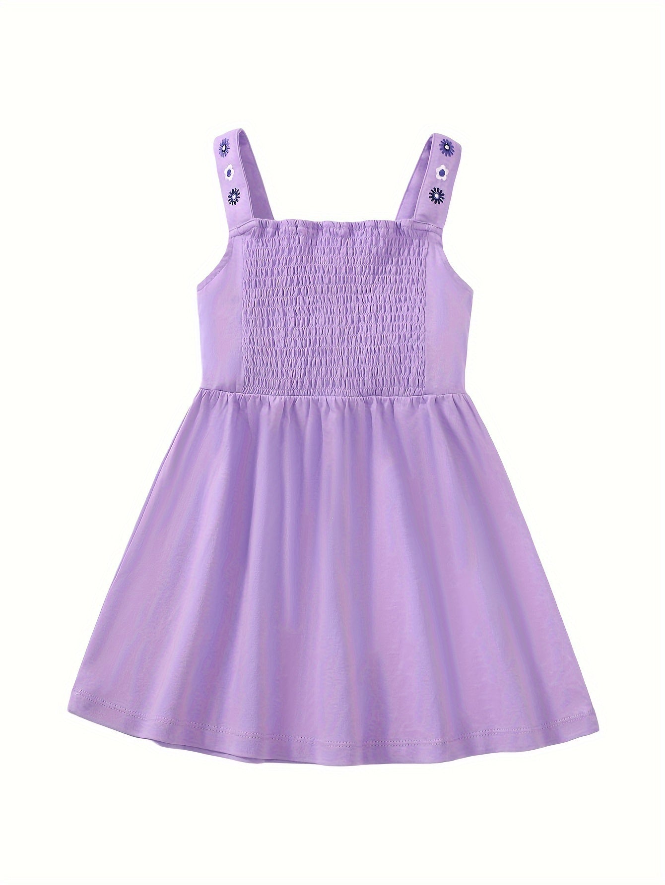 Adorable Girls Floral Embroidered Sundress - Soft Cotton for Summer Holidays, Perfect for Casual Outings and Vacation Fun