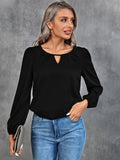 vlovelaw  Women's Blouse Solid Classic Casual Gathered Casual Loose Long Sleeve Blouse