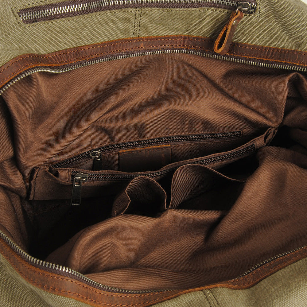 VLOVELAW 2025 Muchuan large-capacity men's hand-held travel bag, hot-selling canvas luggage bag in Popular and 2025, with the first layer of cowhide oblique span bag