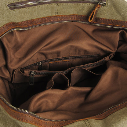 VLOVELAW 2025 Muchuan large-capacity men's hand-held travel bag, hot-selling canvas luggage bag in Popular and 2025, with the first layer of cowhide oblique span bag