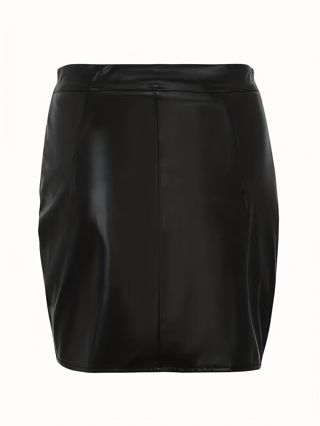 vlovelaw  PU Leather Bodycon Pencil Skirts, Side Split Casual Mini Skirts For Spring, Women's Clothing