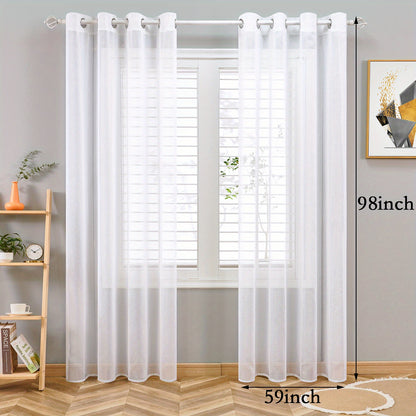1 Panel Elegant White Tulle Curtain Ring for Home Decor - Perfect for Windows, Sliding Doors, and Festivals with Privacy Function