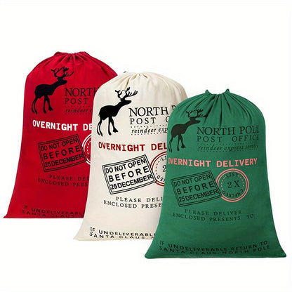 1/2/3pcs Large Personalized Santa Sack, Christmas Gift Bags, Big Santa Cotton Bags, Bulk Christmas Sacks For Presents With Drawstring Size, 19.3 X 27.2 Inch