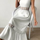 vlovelaw  Women's Bridesmaid Dresses Elegant Casual Solid Hollow Fashion Summer Bohemian Long Dress, Women's Clothing