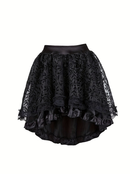 1pc Sexy Tunic Waist Vest Girdle European And American Court Bodysuit With Black Mesh Dance Skirt Prom Bodysuit With Skirt