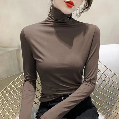 Woman Blouses Shirts Designer Hoodie Womens Top Yoga Shirt High Necks Long Sleeves Female Slim Style With Budge Neck Tees Tops S-3XL