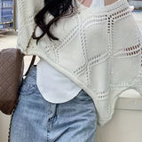 vlovelaw  vlovelaw  Solid Cut Out Asymmetrical Sweater, Casual Long Sleeve Sweater For Spring & Fall, Women's Clothing