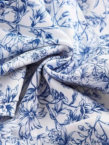 vlovelaw  Floral Print Cami Dress, Elegant Backless Layered Ruffle Hem Dress For Spring & Summer, Women's Clothing