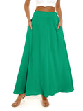 vlovelaw Pleated Long Skirt, Loose Casual Skirt For Spring & Summer, Women's Clothing