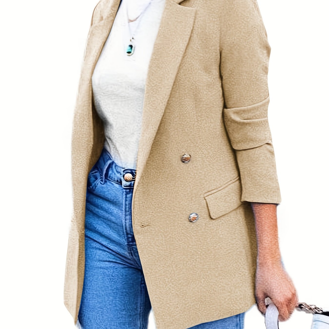 Women's Outerwear Double Breasted Blazer Long Sleeve Open Work Office Coat