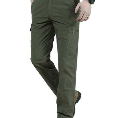 Men's Solid Color Summer Outdoor Thin Breathable Casual Trousers With Multi-pocket Design