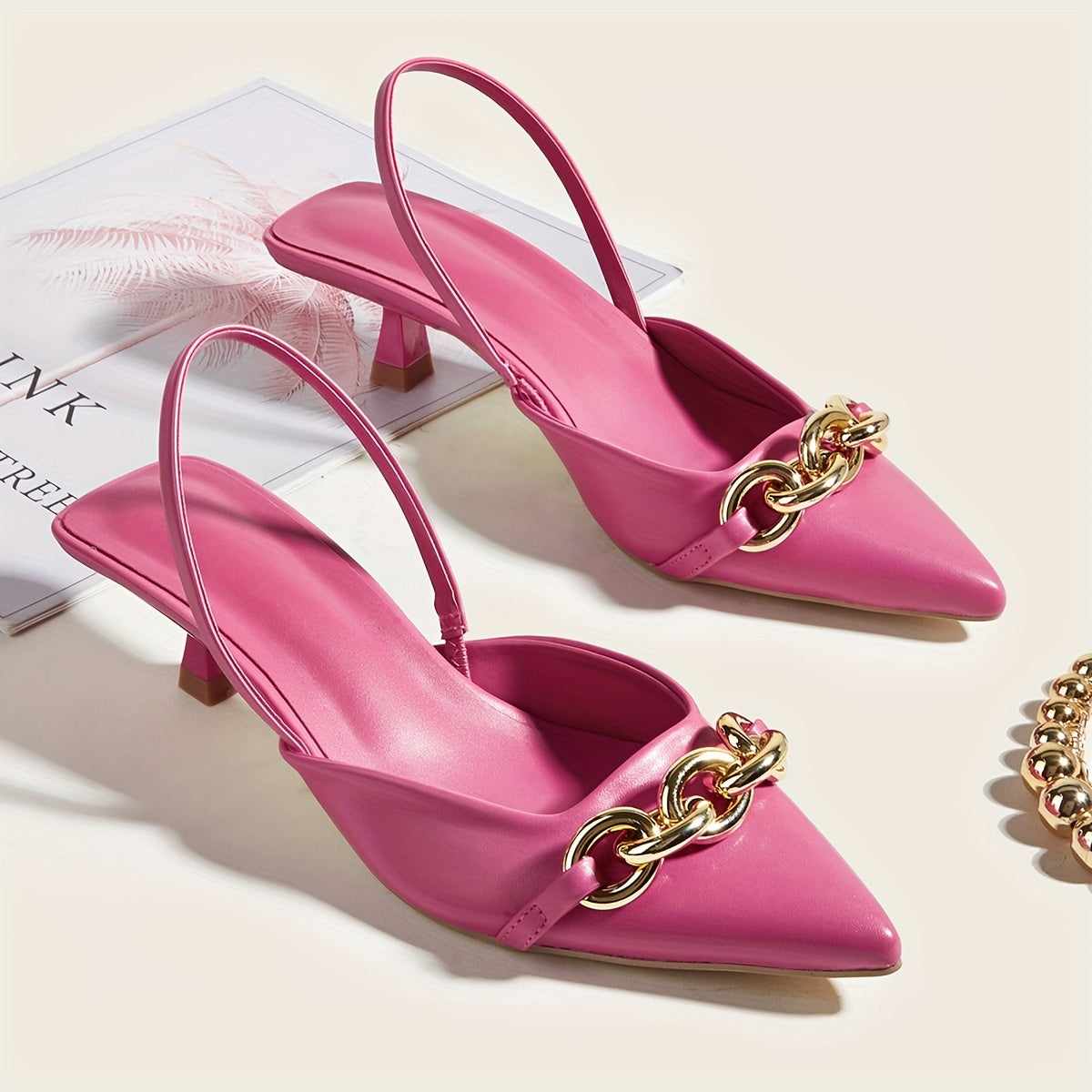 Elegant Slingback Kitten Heels – Versatile Pointed Toe, Comfortable Low Stiletto, Chic All-Season Style