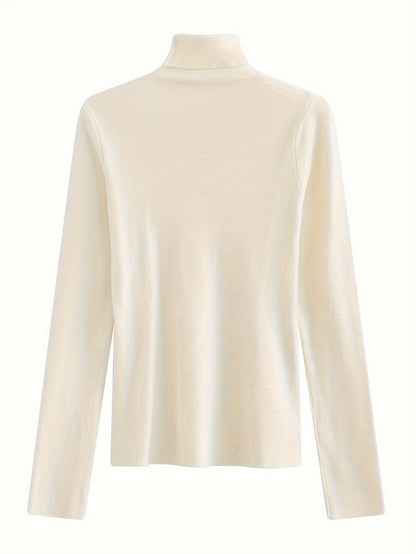 vlovelaw  Split Hem Turtle Neck Sweater, Casual Long Sleeve Sweater For Fall & Winter, Women's Clothing