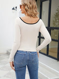 vlovelaw  Scoop Neck Slim Pullover Sweater, Elegant Long Sleeve Sweater For Spring & Fall, Women's Clothing