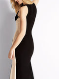 vlovelaw  Elegant Color Block Slim Long Dress, Sleeveless Party Evening Bodycon Long Dresses, Women's Clothing