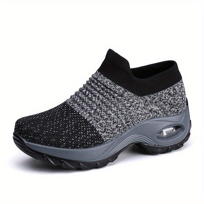 vlovelaw  Women's Air Cushion Sole Sock Sneakers, Lightweight Knit Slip On Shoes, Breathable Running Shoes