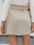 vlovelaw Solid Textured Skirts, Casual Knotted Button Front Versatile Skirts, Women's Clothing