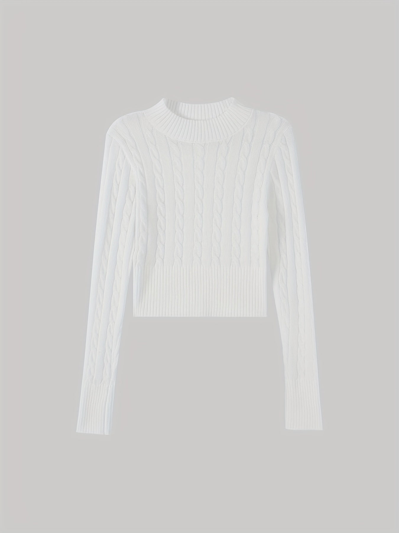 vlovelaw  Twist Pattern Slim Crop Sweater, Casual Long Sleeve Sweater For Spring & Fall, Women's Clothing