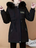 vlovelaw  Fluffy Trim Zip Up Coat, Casual Solid Long Sleeve Winter Outerwear, Women's Clothing