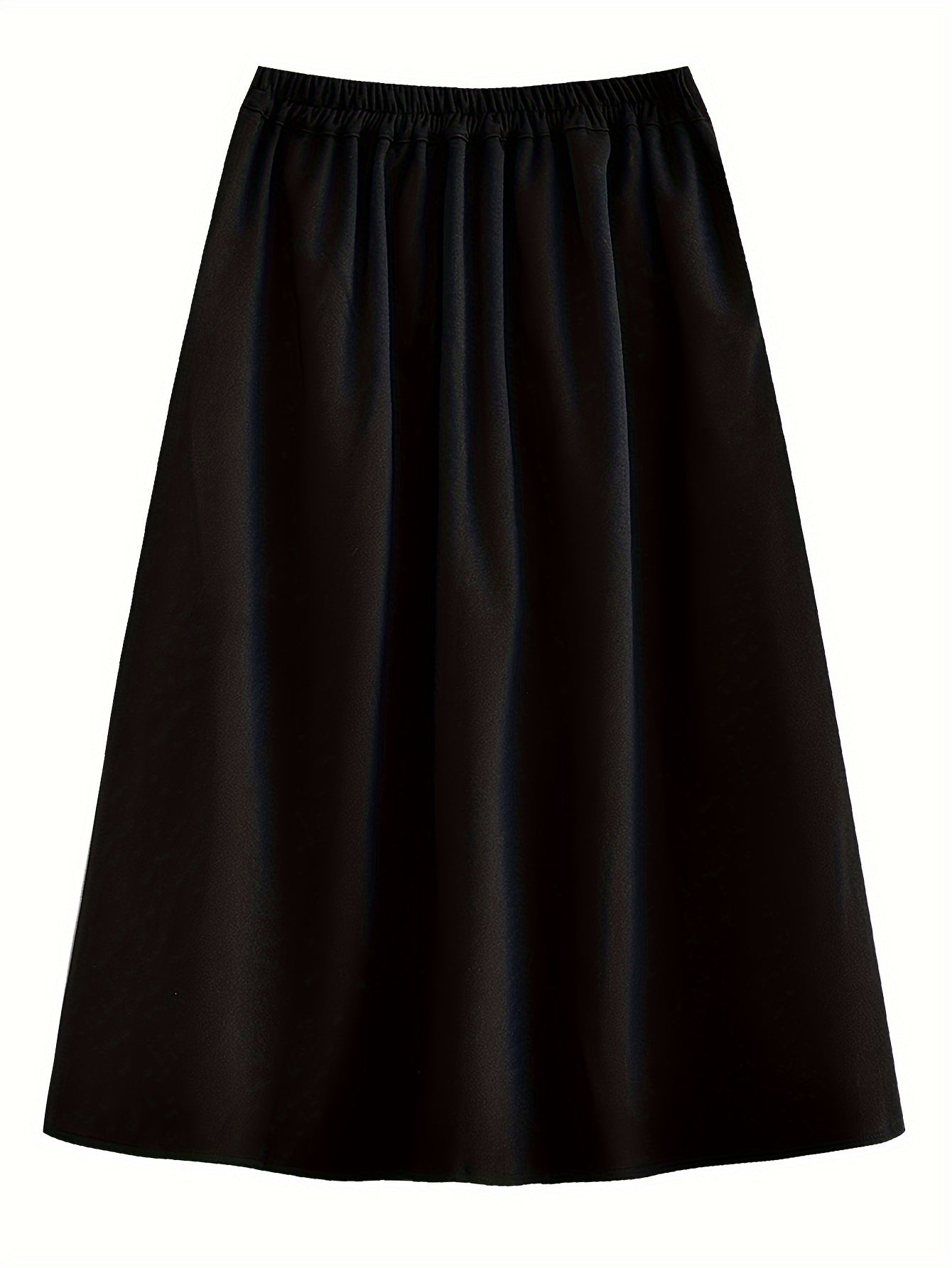 vlovelaw Solid Button Front Ruffle Hem Skirt, Vintage High Waist Skirt For Spring & Fall, Women's Clothing