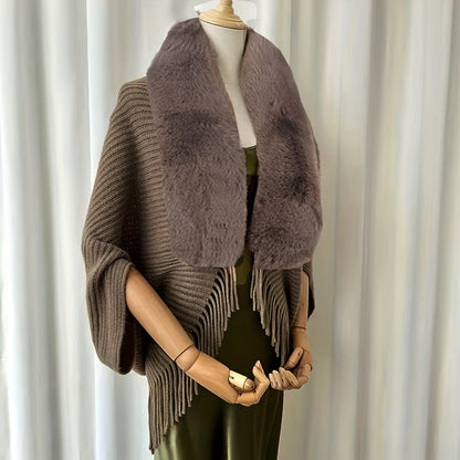 Furry Windproof Thermal Outdoor Shawls, Fall Winter Keep Warm Trendy Scarf Warp Cape Poncho For Fishing Cycling Riding