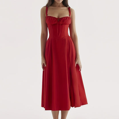 vlovelaw Solid Tie Neck Dress, Elegant Sleeveless A-line Cami Dress For Spring & Summer, Women's Clothing